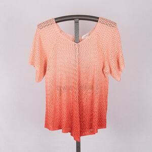 Dressbarn Beachy Open-Knit Ombre Sweater Women's Size 2X Coral Sunset Colorful